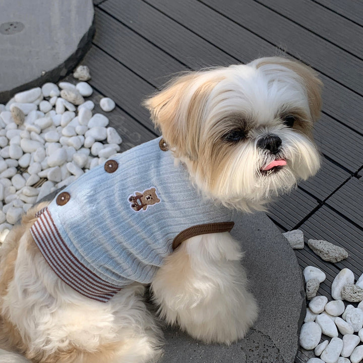 ※予約販売【DURANG RURANG】Teddy Bear Layered Sleeveless（Brown Blue）