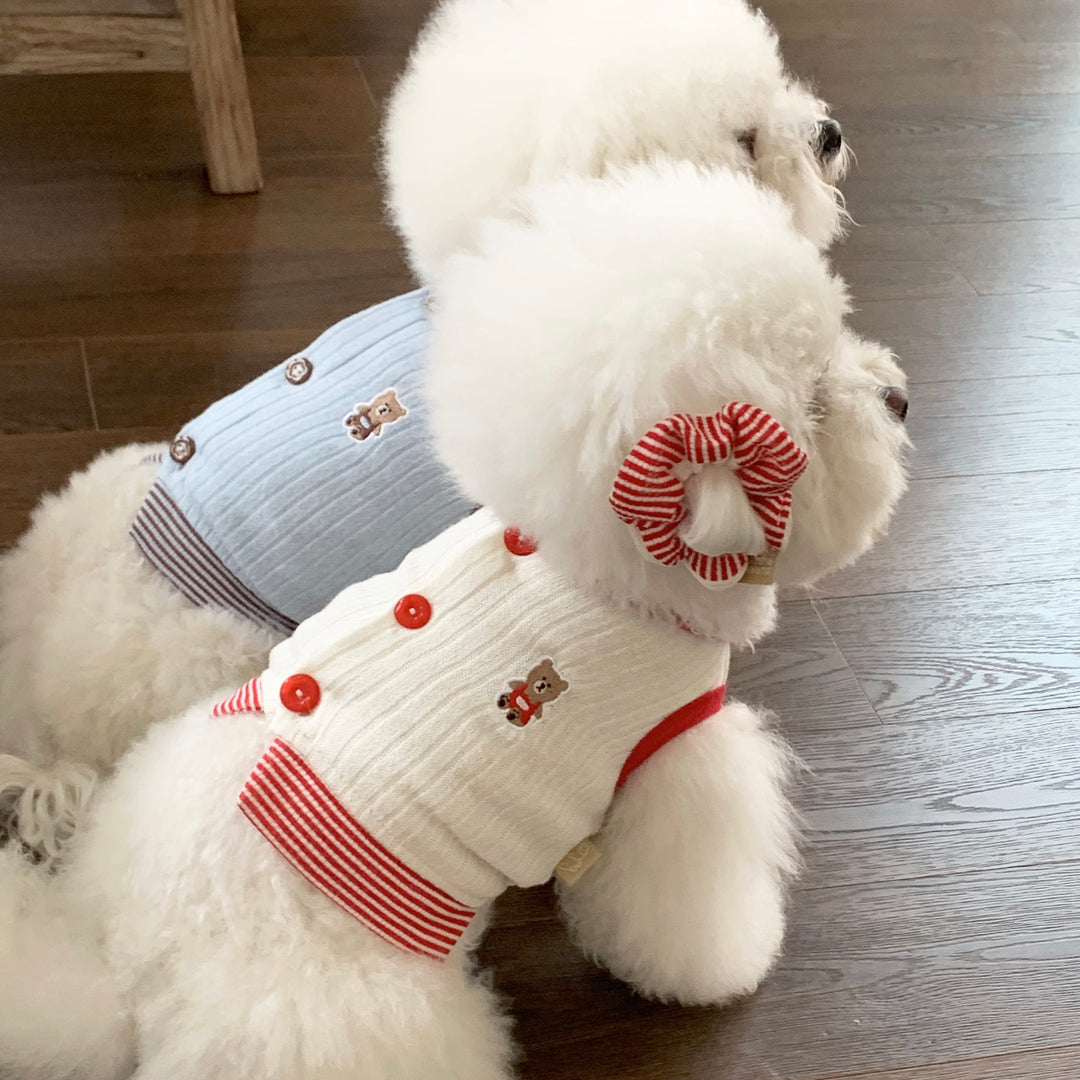 ※予約販売【DURANG RURANG】Teddy Bear Layered Sleeveless（Brown Blue）