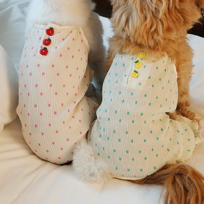 即納【noonoosoom】Fruit button wrinkle all in one（Pink Apple）