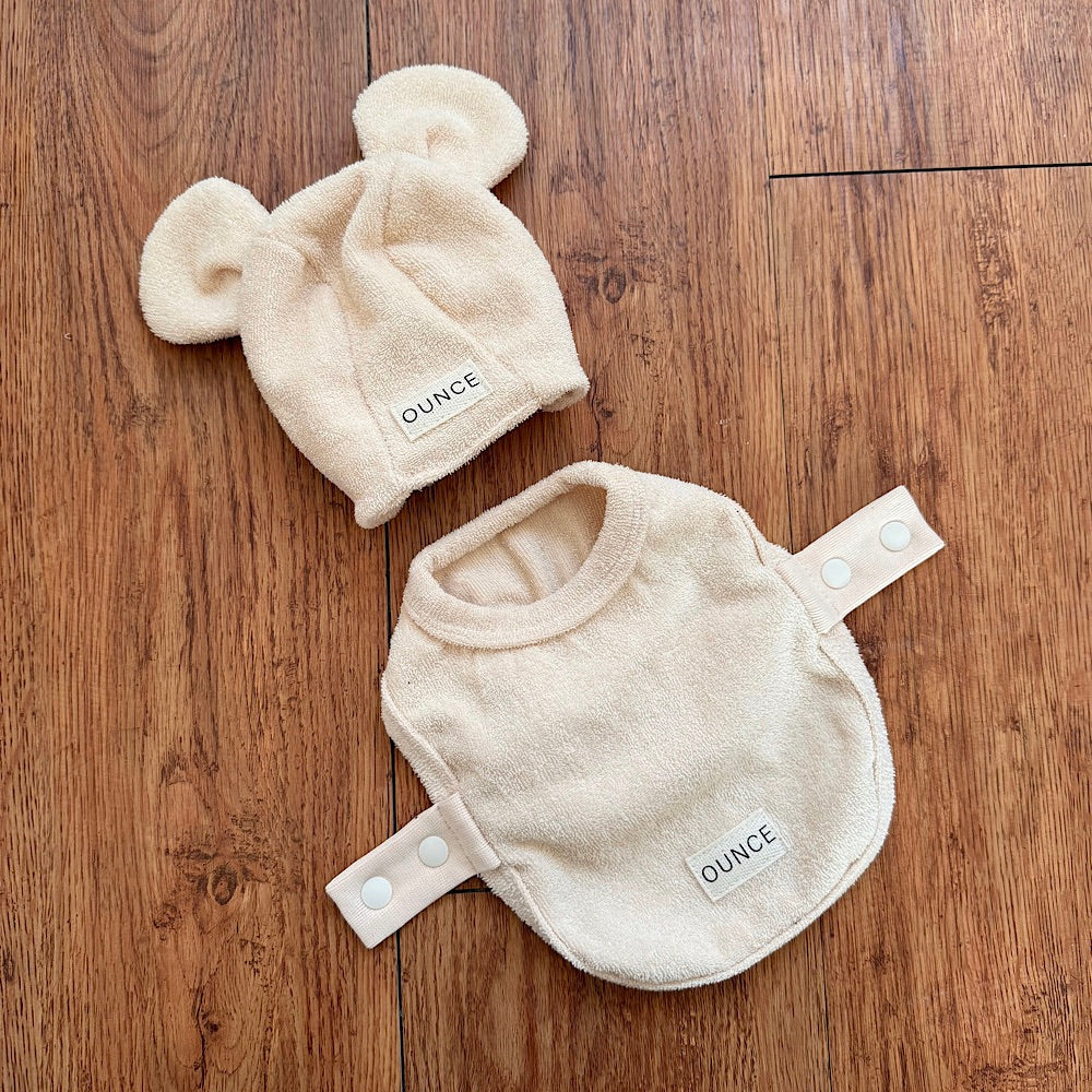 ※予約販売【OUNCE】Teddy Bear Vest & Bonnet（Cream）