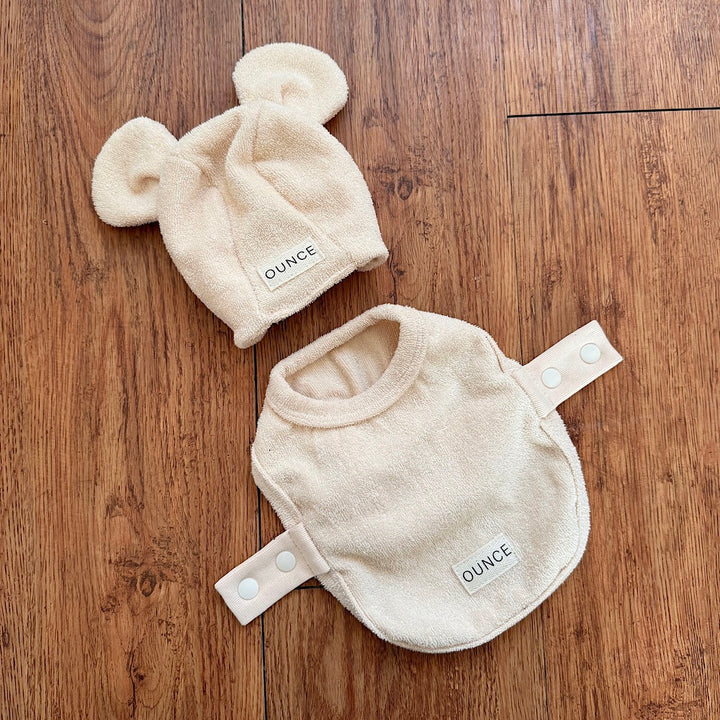 ※予約販売【OUNCE】Teddy Bear Vest & Bonnet（Cream）