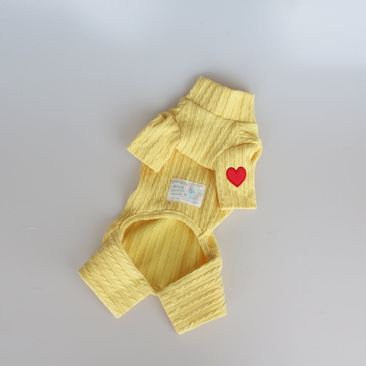 ※予約販売【OOPS! MY DOG】 Cable Knit All-in-one(Yellow)