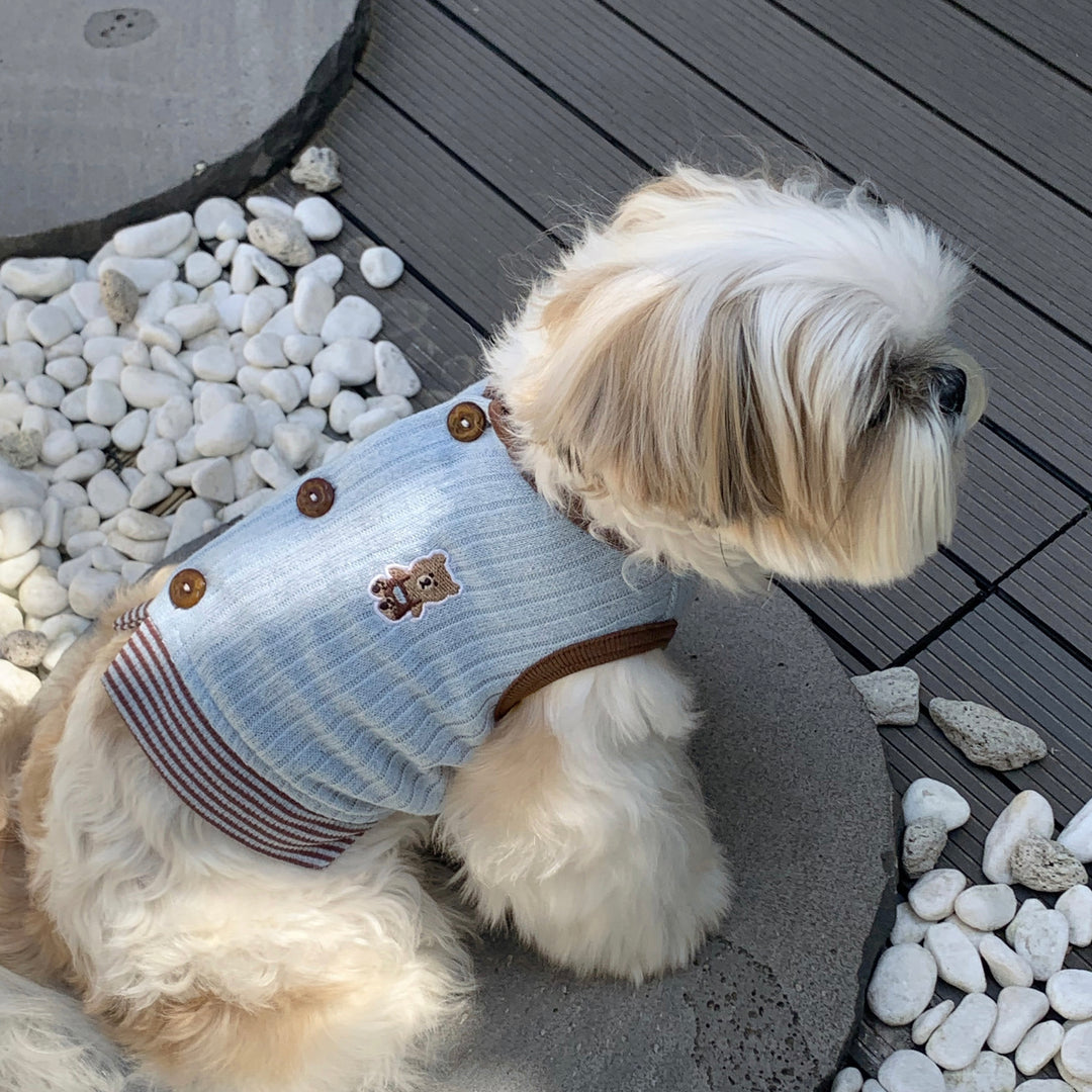 ※予約販売【DURANG RURANG】Teddy Bear Layered Sleeveless（Brown Blue）