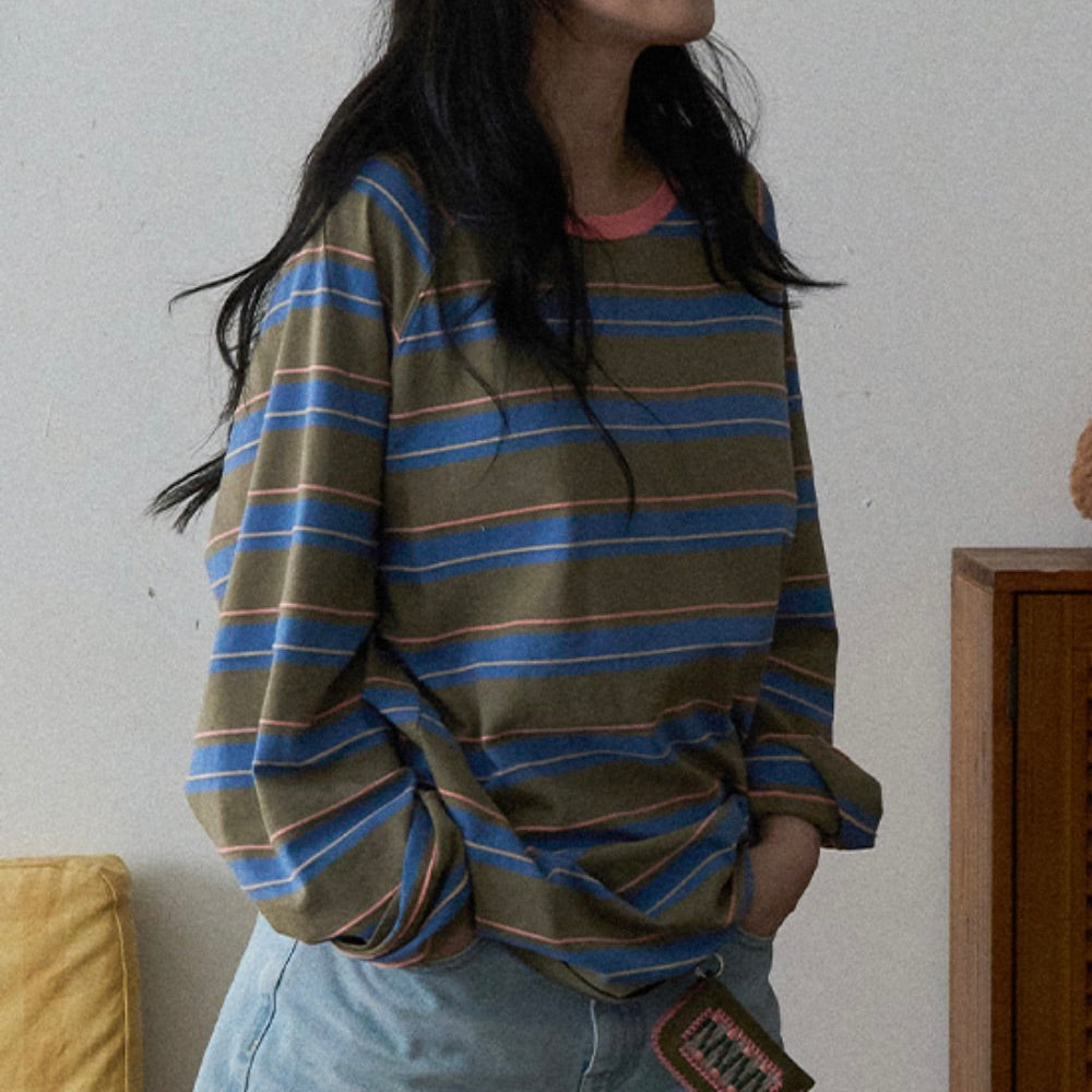 即納【noutti】Momo Stripe T-shirt - for human（Vintage Khaki）