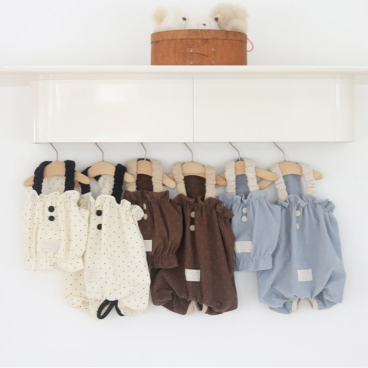 ※予約販売【near by us】corduroy dot romper (brown)