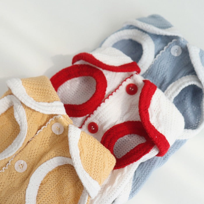 ※予約販売【DURANG RURANG】sleeveless ribbon cardigan(Cream & Red)