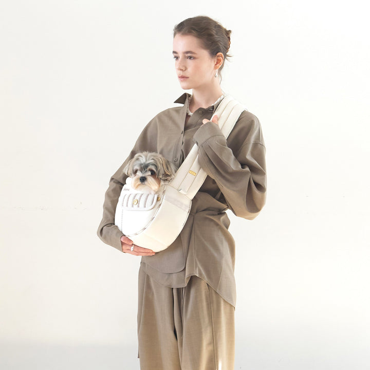 ※予約販売【seoru】Pocket Valentine Bag（Cream）｜犬用バッグ