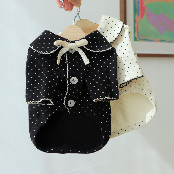 即納【DURANG RURANG】Dot Ribbon Cardigan（Cookie Black）