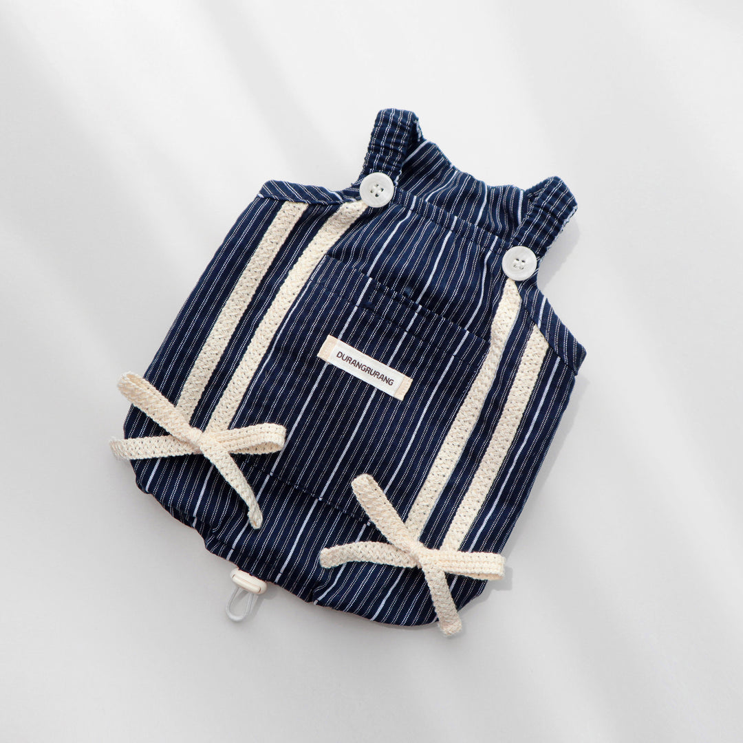 ※予約販売【DURANG RURANG】Cotton Ribbon Top（Navy）