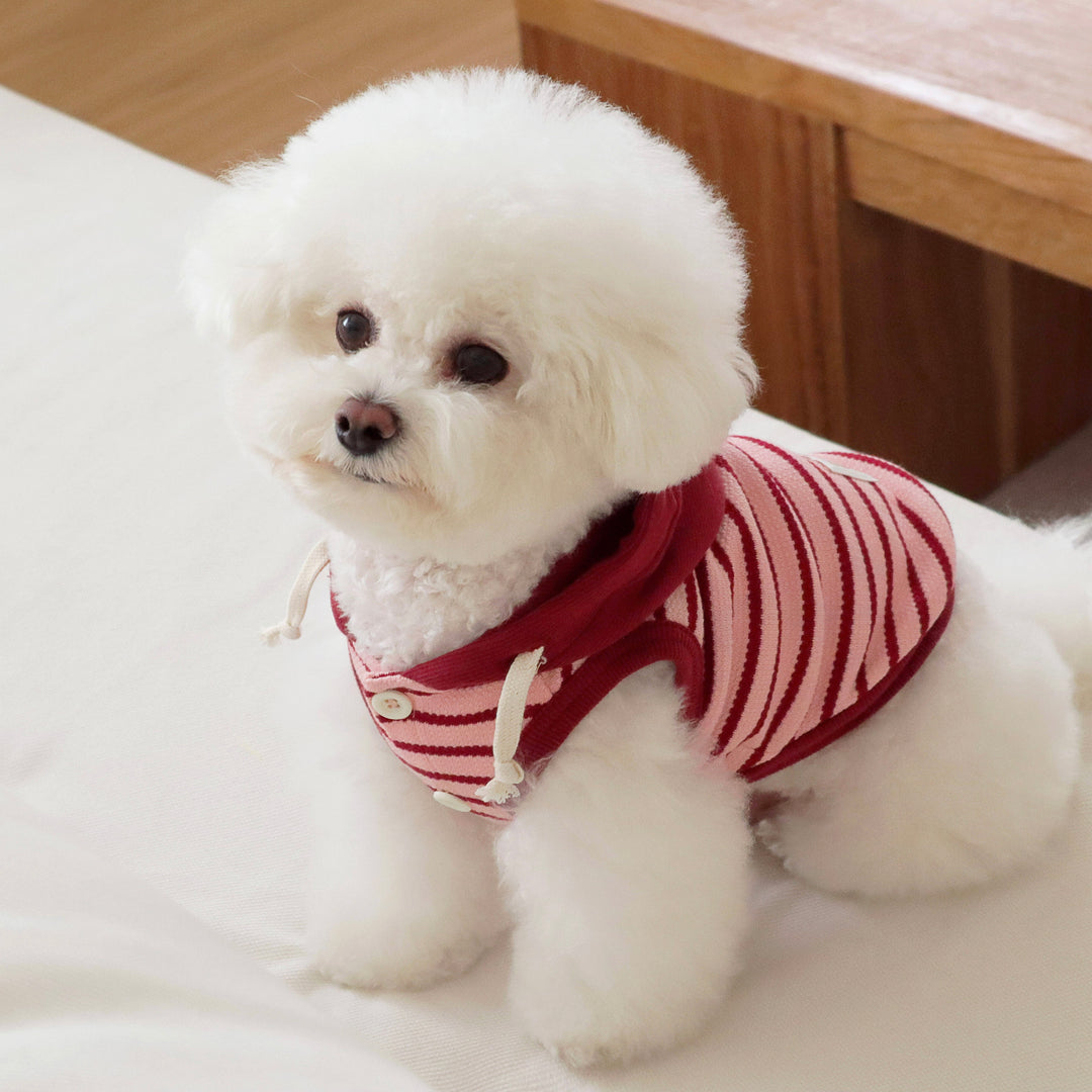 即納【DURANG RURANG】Nutty Hoodie Vest（Pink Burgundy）