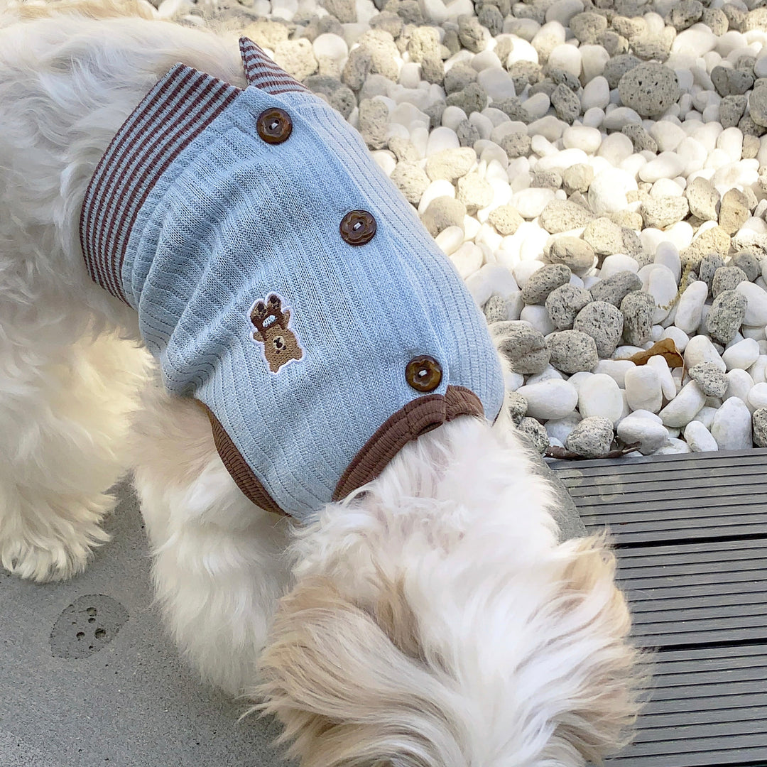 ※予約販売【DURANG RURANG】Teddy Bear Layered Sleeveless（Brown Blue）