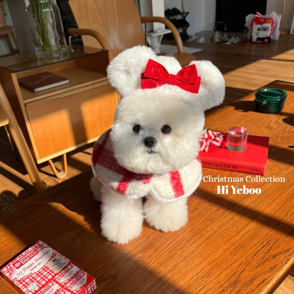 即納【Hi Yeboo】Christmas Bear Cape（Wool Check）