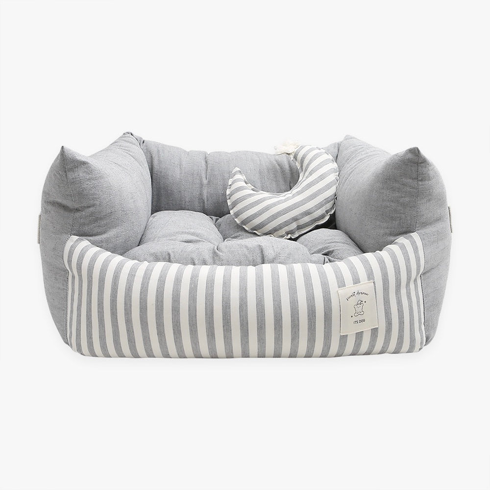 ※予約販売【ITS DOG】Basic Stripe Square Bed（Gray）