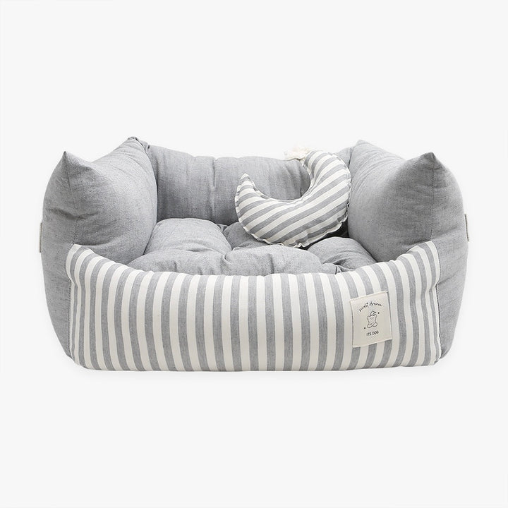 ※予約販売【ITS DOG】Basic Stripe Square Bed（Gray）