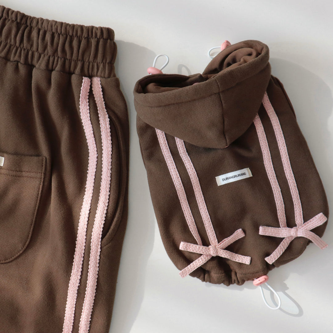 ※予約販売【DURANG RURANG】Ribbon Hoodie Jacket（Choco Brown）