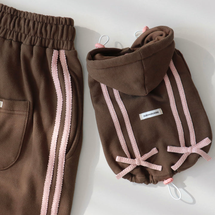 ※予約販売【DURANG RURANG】Ribbon Hoodie Jacket（Choco Brown）