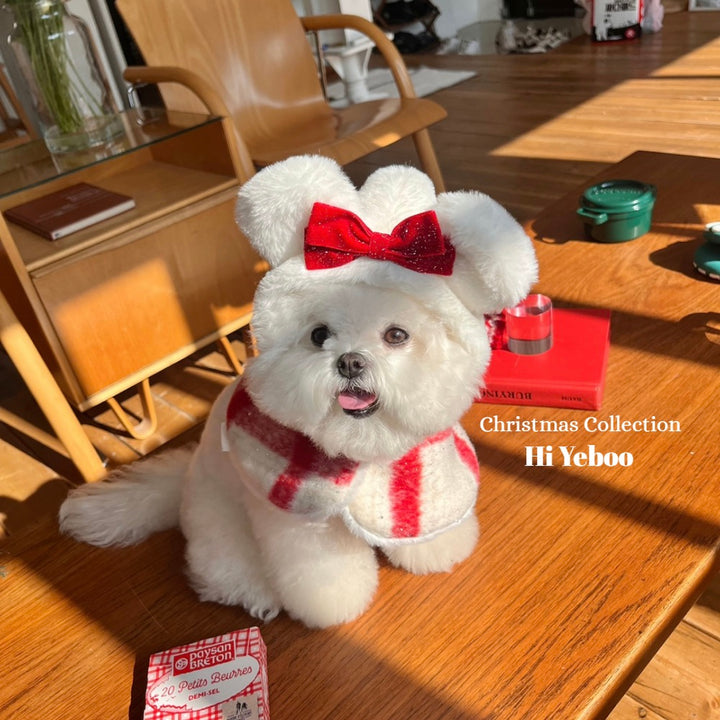 即納【Hi Yeboo】Christmas Bear Cape（Wool Check）