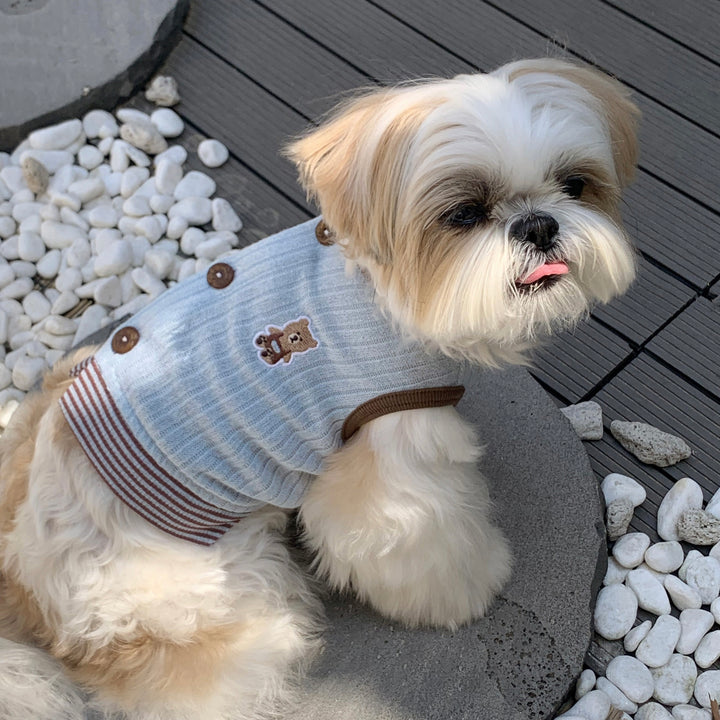 ※予約販売【DURANG RURANG】Teddy Bear Layered Sleeveless（Brown Blue）