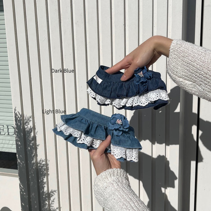 ※予約販売【Hi Yeboo】Denim Flower Skirt（Light Blue/ Dark Blue）