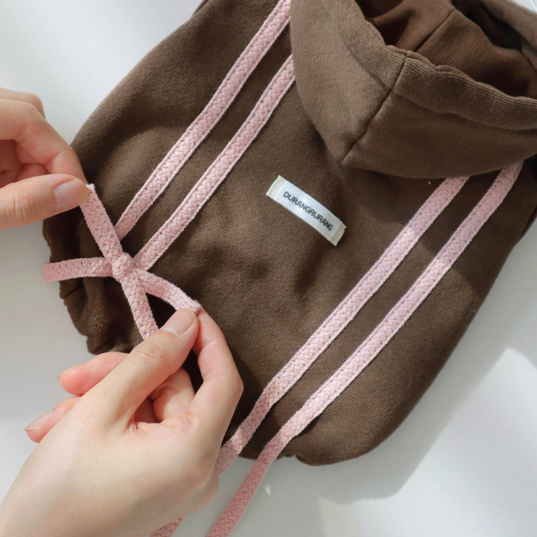 ※予約販売【DURANG RURANG】Ribbon Hoodie Jacket（Choco Brown）