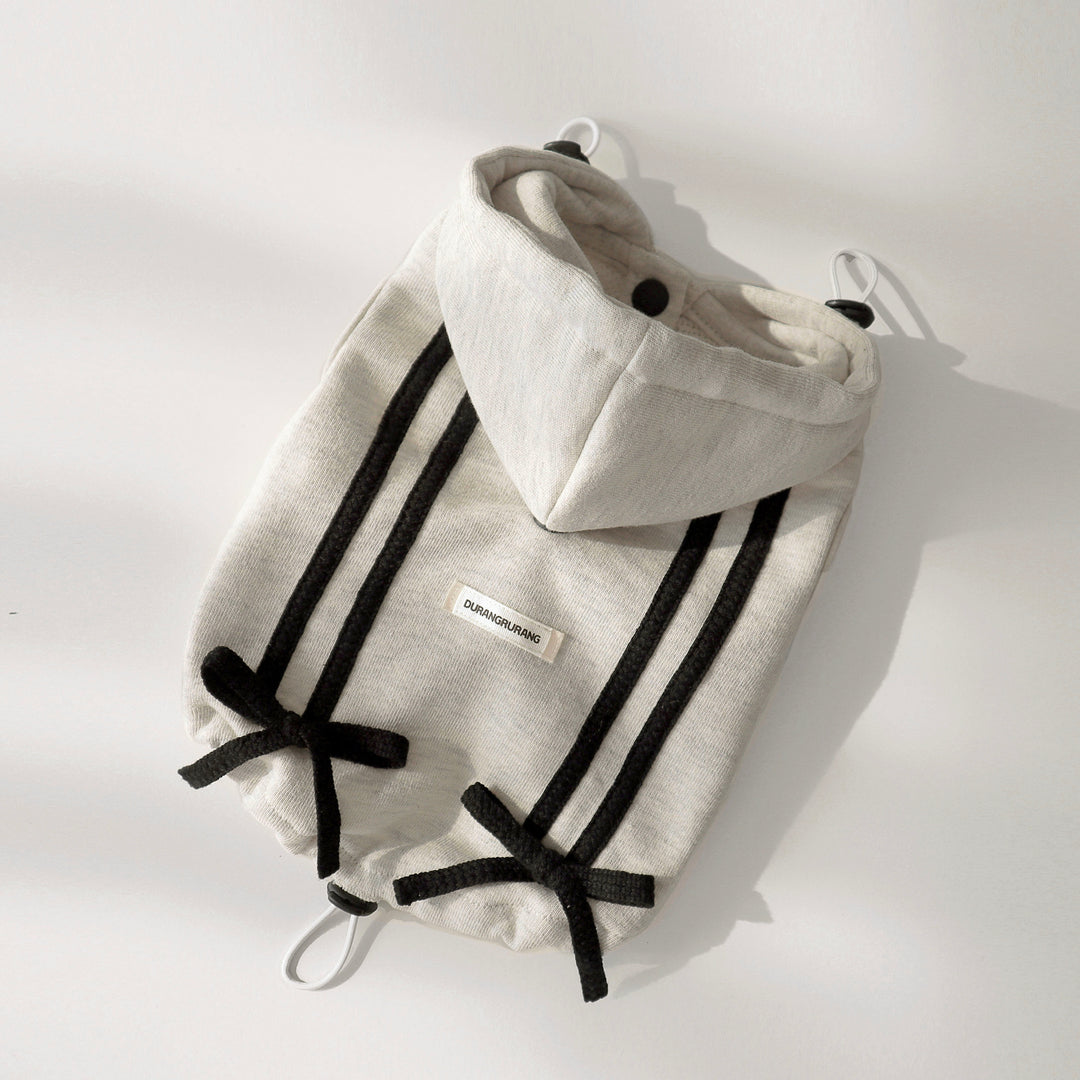 ※予約販売【DURANG RURANG】Ribbon Hoodie Jacket（Melange Gray）