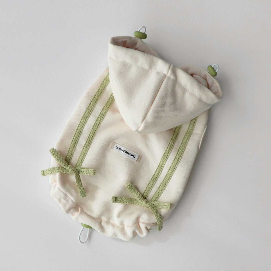 即納【DURANG RURANG】Ribbon Hoodie Jumper（Cream）