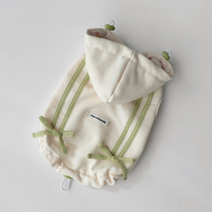 即納【DURANG RURANG】Ribbon Hoodie Jumper（Cream）