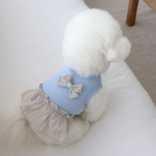 ※予約販売【near by us】Ribbon knit top (beige blue)