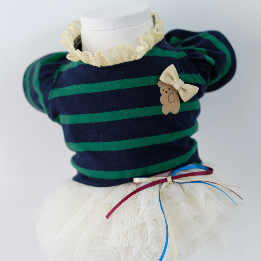 即納【BeBe Breath】Balloon Stripe Top（Navy）