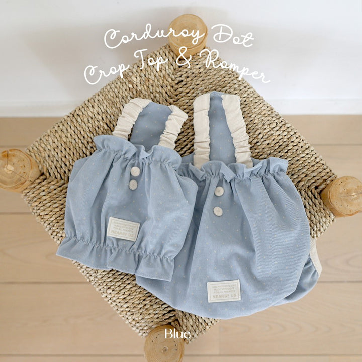 ※予約販売【near by us】corduroy dot crop top (blue)