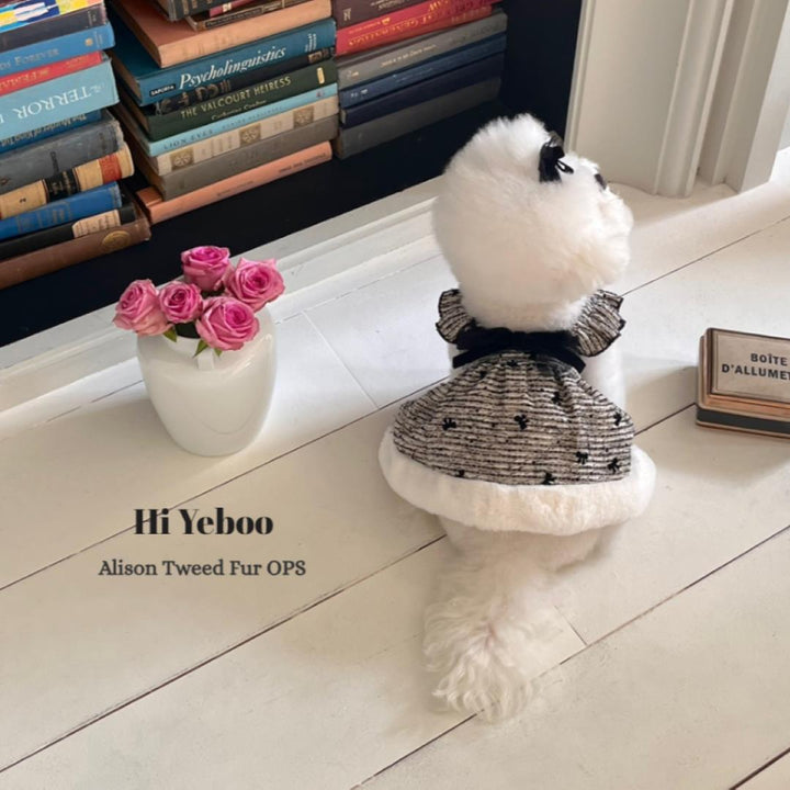 ※予約販売【Hi Yeboo】Alison Tweed Fur Ops (Ribon brooch set)