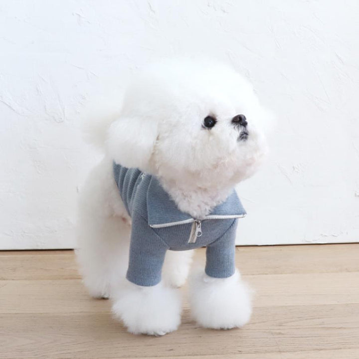 ※予約販売【Chiot】creamble knit half zip up（Powder blue）