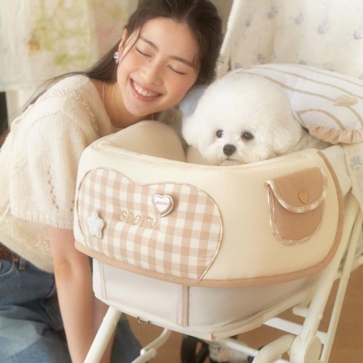 ※予約販売【seoru】house buggy guard (check beige)