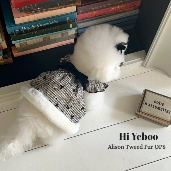 ※予約販売【Hi Yeboo】Alison Tweed Fur Ops (Ribon brooch set)