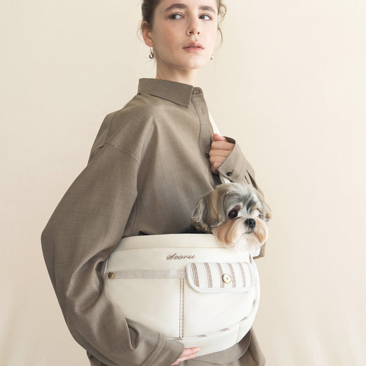 ※予約販売【seoru】Pocket Valentine Bag（Cream）｜犬用バッグ