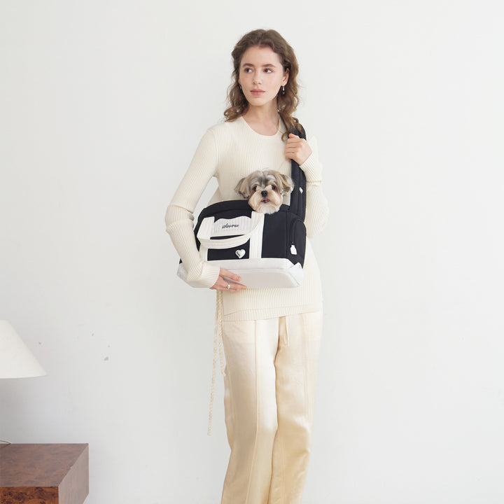 ※予約販売【seoru】Heart Veru Bag（Black）｜犬用バッグ