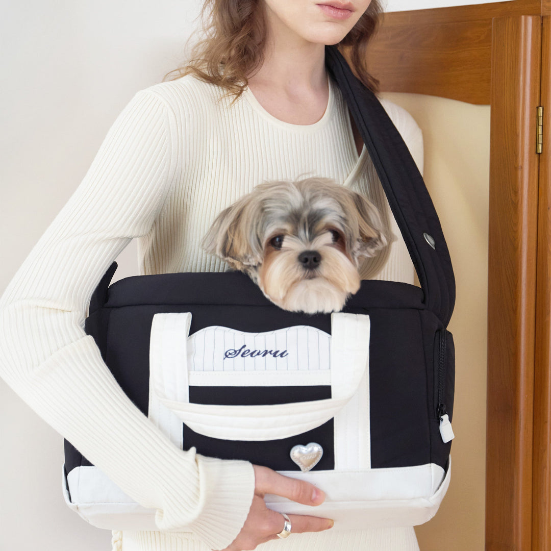 ※予約販売【seoru】Heart Veru Bag（Black）｜犬用バッグ