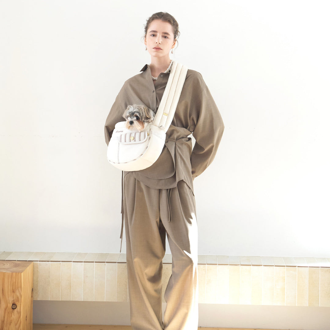 ※予約販売【seoru】Pocket Valentine Bag（Cream）｜犬用バッグ
