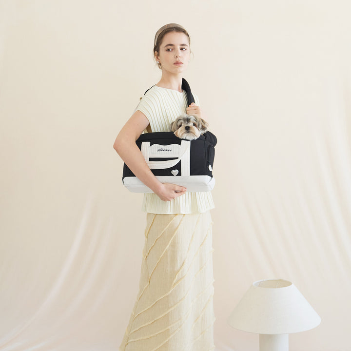※予約販売【seoru】Heart Veru Bag（Black）｜犬用バッグ