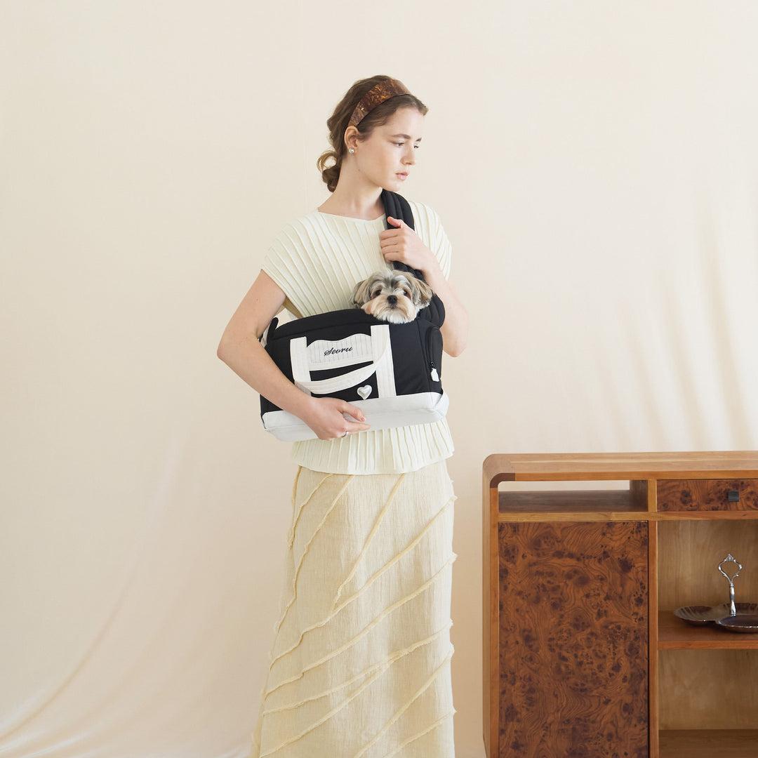 ※予約販売【seoru】Heart Veru Bag（Black）｜犬用バッグ