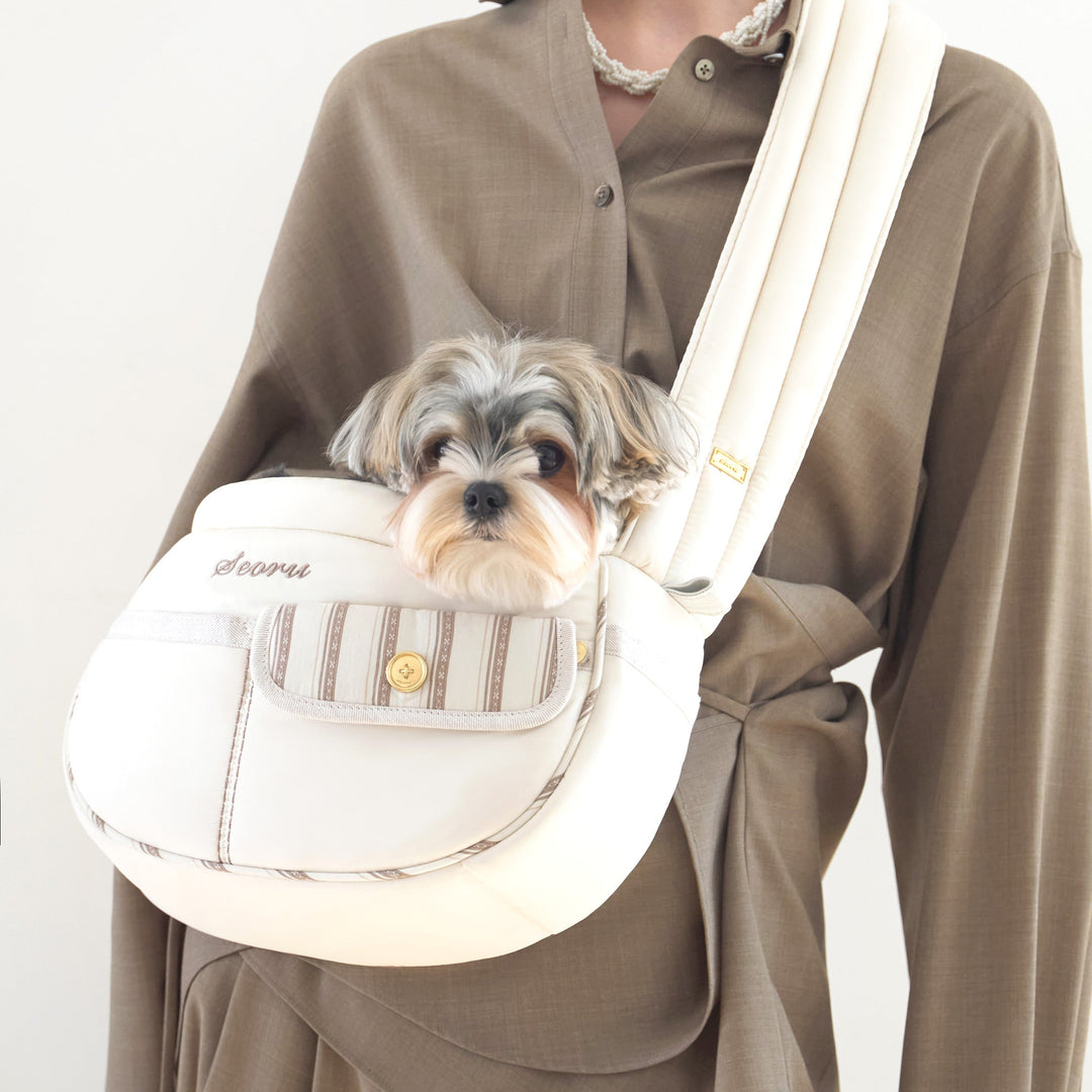 ※予約販売【seoru】Pocket Valentine Bag（Cream）｜犬用バッグ