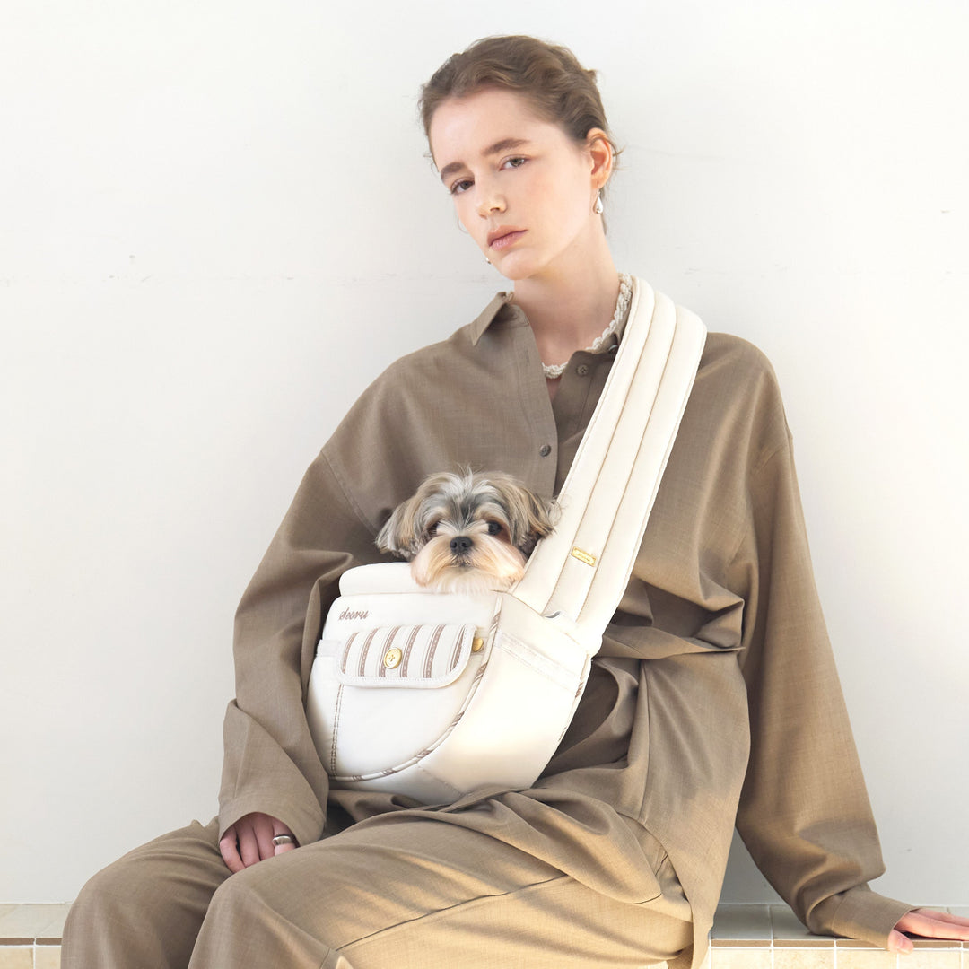 ※予約販売【seoru】Pocket Valentine Bag（Cream）｜犬用バッグ