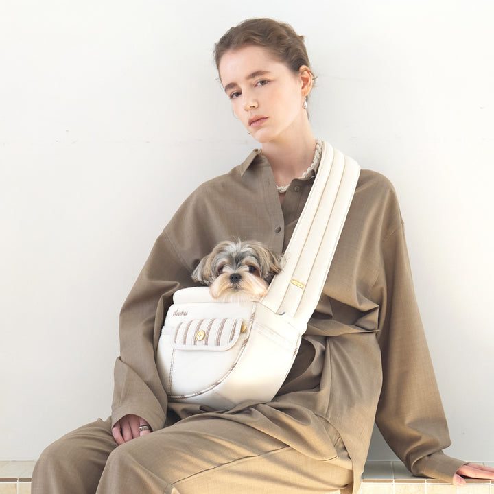 ※予約販売【seoru】Pocket Valentine Bag（Cream）｜犬用バッグ