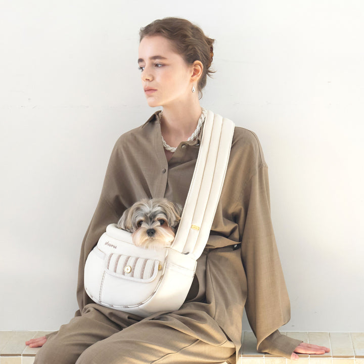 ※予約販売【seoru】Pocket Valentine Bag（Cream）｜犬用バッグ