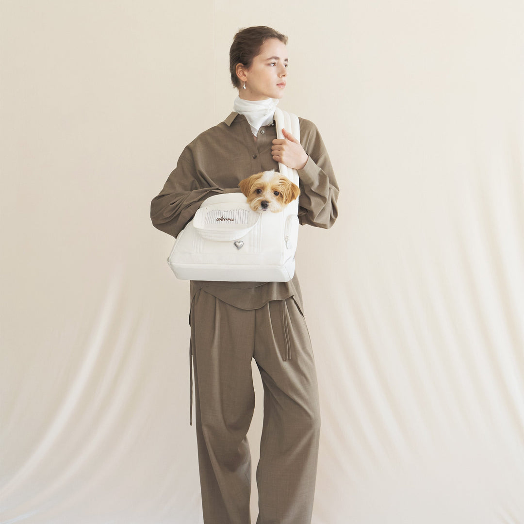 ※予約販売【seoru】Heart Veru Bag（Vanilla）｜犬用バッグ