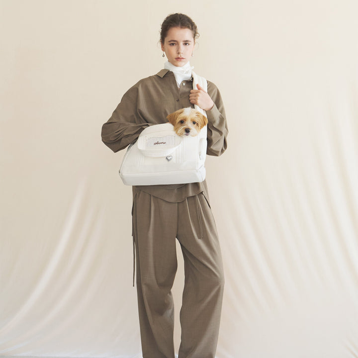 ※予約販売【seoru】Heart Veru Bag（Vanilla）｜犬用バッグ