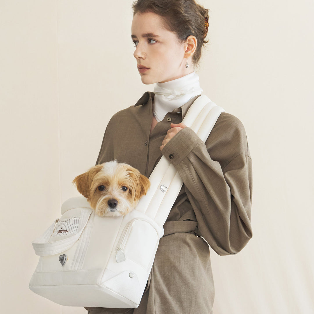 ※予約販売【seoru】Heart Veru Bag（Vanilla）｜犬用バッグ