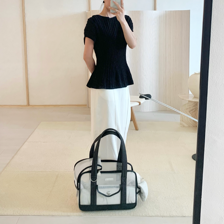 ※予約販売【seoru】Mesh Ballon Bag（Black&Grey）※LINE＆メルマガ限定先行SALE対象外