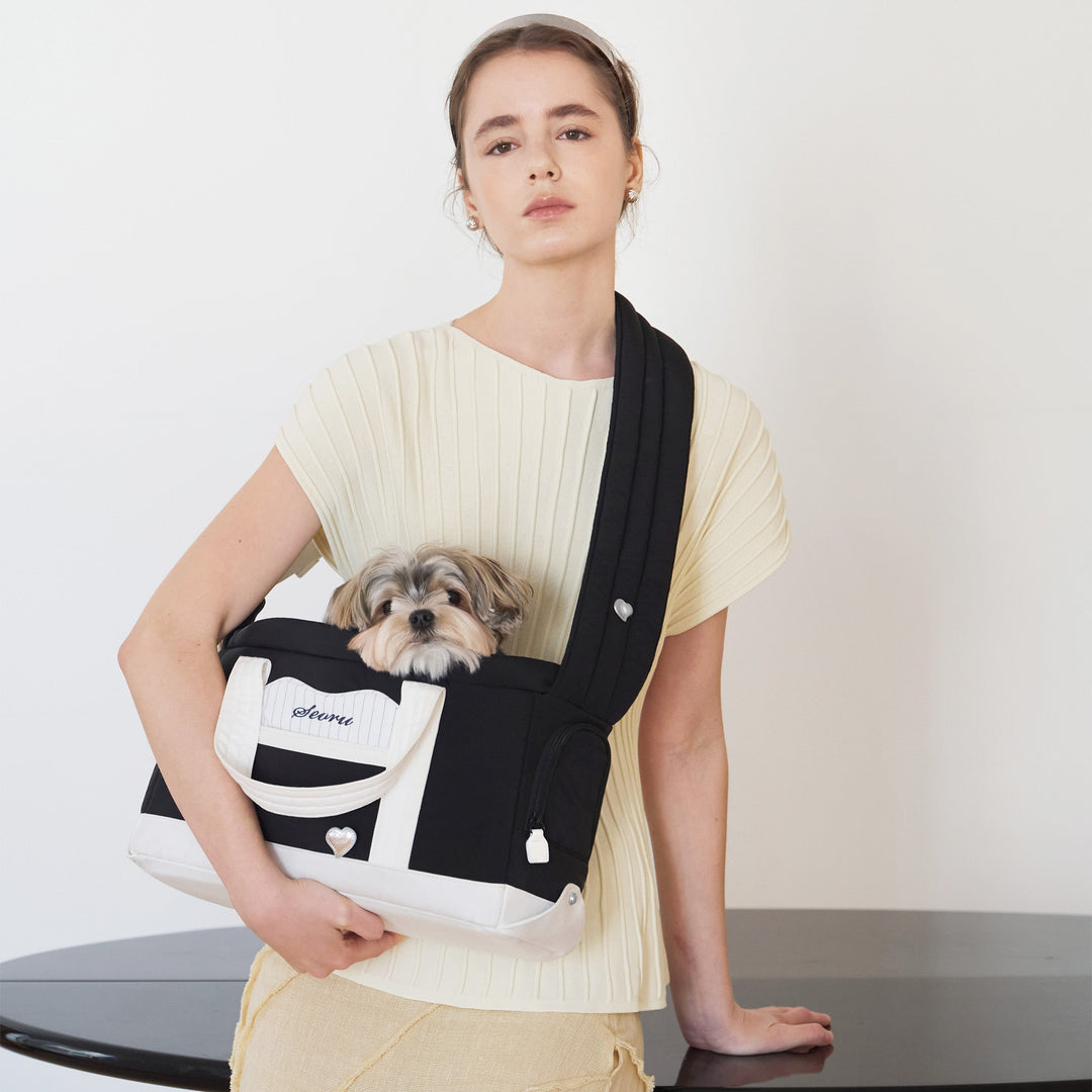 ※予約販売【seoru】Heart Veru Bag（Black）｜犬用バッグ