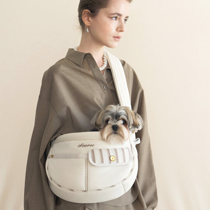 ※予約販売【seoru】Pocket Valentine Bag（Cream）｜犬用バッグ